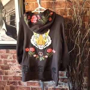 Chaser embroidered brown hoody Tiger floral size M